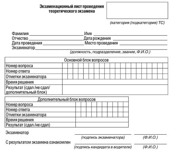 купить лист сдачи теоретического экзамена ПДД в Колпашеве